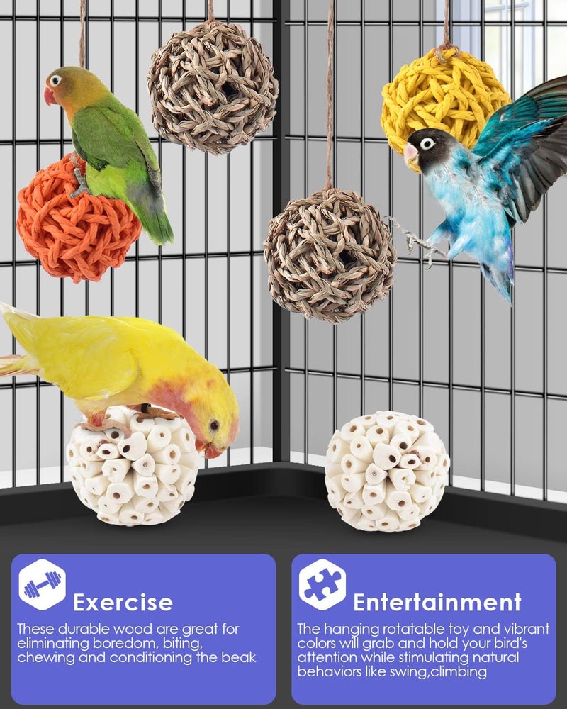Bissap 6PCS Small Parrot Chew Toys, Sola Balls Conure Chewing Foraging Toys Colorful Bird Foot Balls for Cockatiels Cockatoos Parakeets Love Birds Small Parrot Cage Bite Toys - Image 3